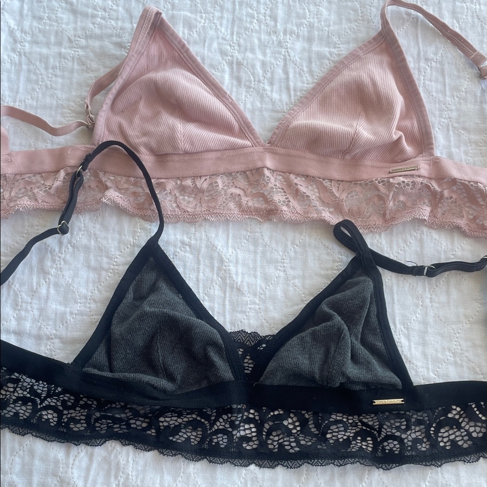 Vince Camuto Pink and Black Lace Bralette Duo‎